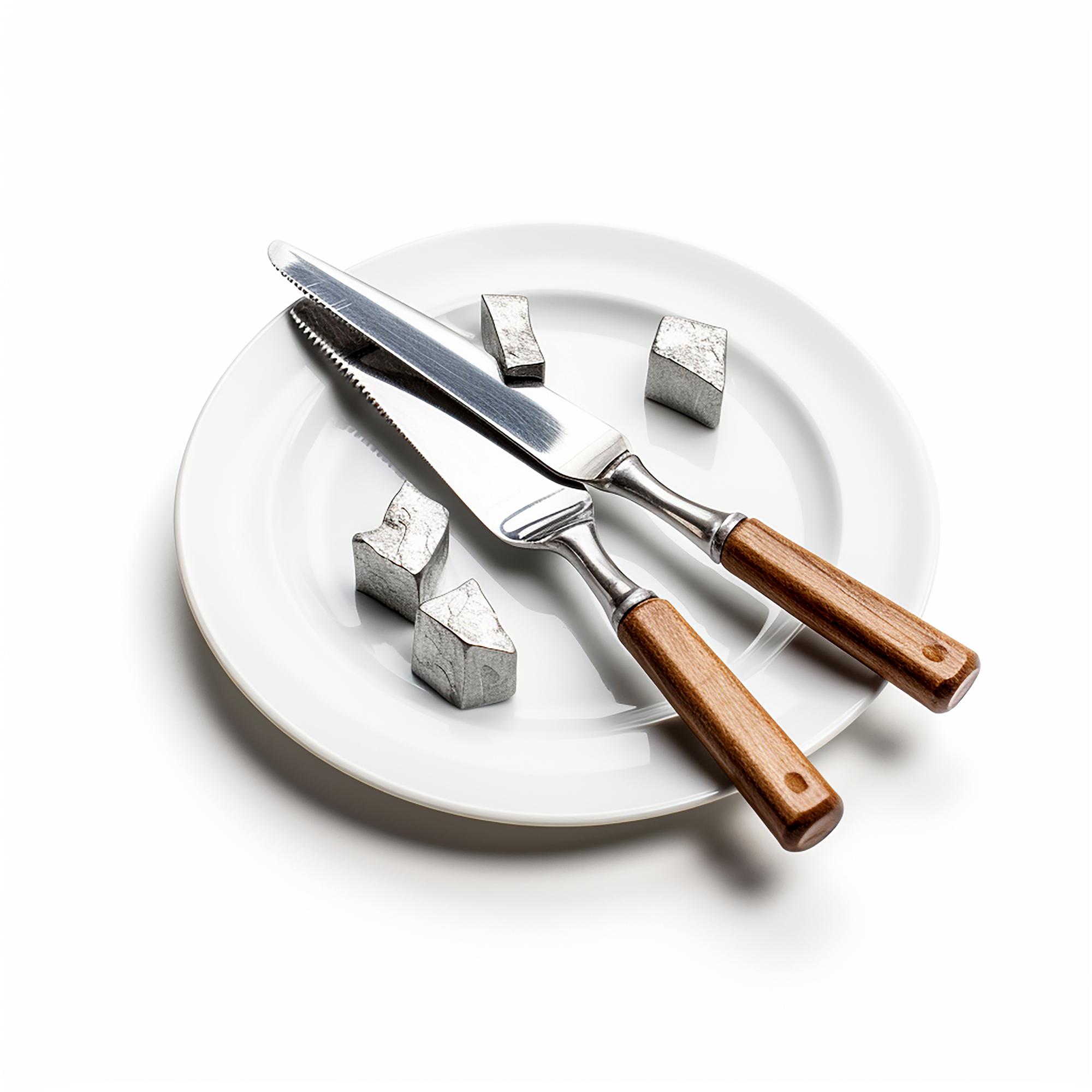 Workshop station with utensils and plated dish